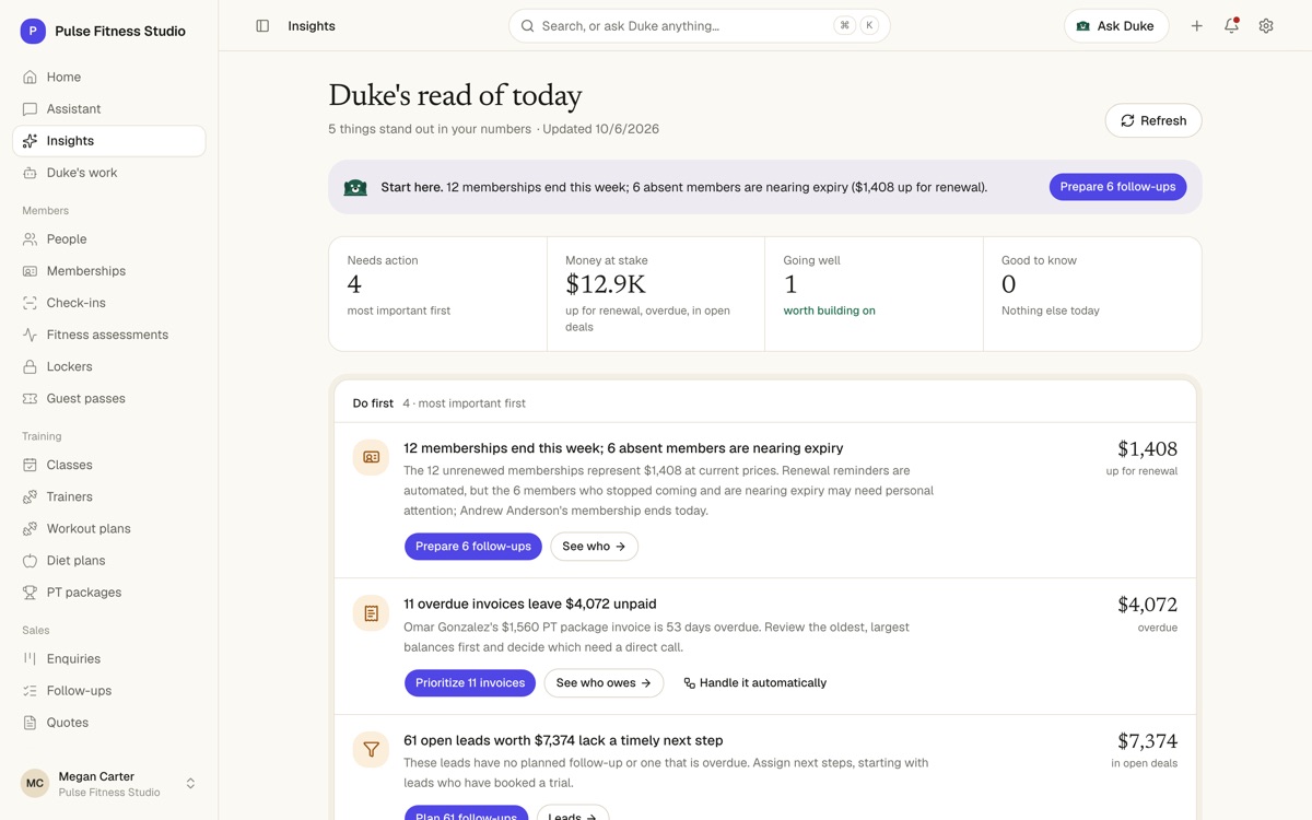 Daily AI insights in DukeOS